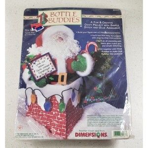 VTG Dimensions "Toy Man" Bottle Buddy Felt Applique Kit Santa Christmas #62169